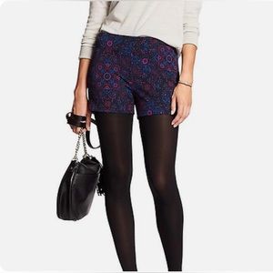 Banana Republic Factory - High-waisted Black and Purple Print Shorts -Size 14